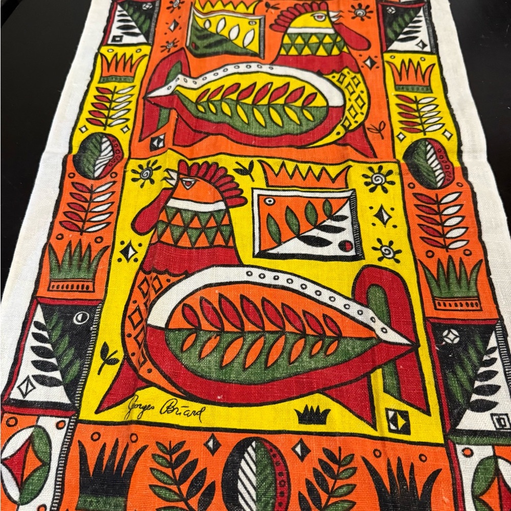 Georges Briard Rooster Novelty Print Vintage towel